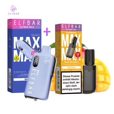 ELFBAR MAX Blue Kit + Pod Tripple Mango