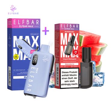 ELFBAR MAX Blue Kit + Pod Watermelon Ice