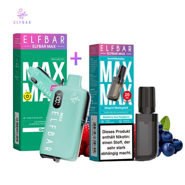 ELFBAR MAX Green Kit + Pod Blueberry Sour Raspberry