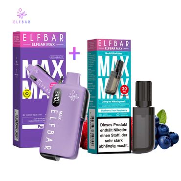 ELFBAR MAX Purple Kit + Pod Blueberry Sour Raspberry