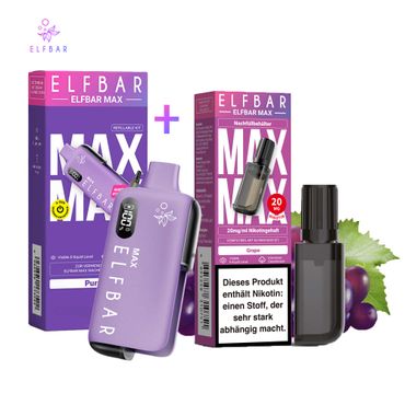 ELFBAR MAX Purple Kit + Pod Grape 