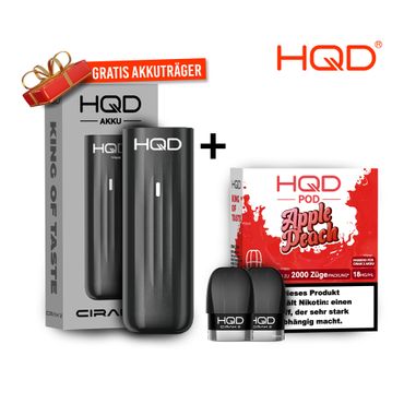 HQD Cirak 2 Pod - Apple Peach + Akkuträger Black Gratis