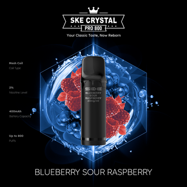 SKE Crystal Pro 800 - Blueberry Sour Raspberry - 20mg Nikotingehalt