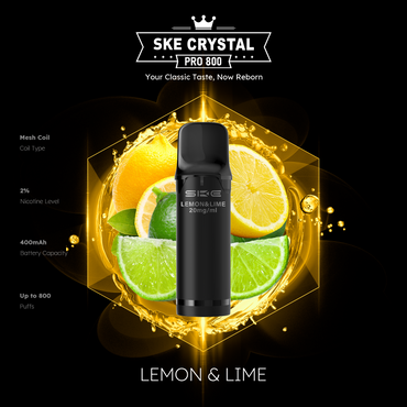 SKE Crystal Pro 800 - Lemon & Lime - 20mg Nikotingehalt