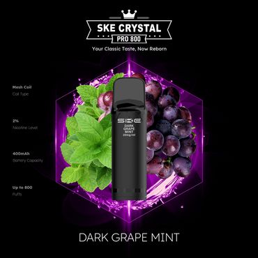 SKE Crystal Pro 800 - Dark Grape Mint - 20mg Nikotingehalt