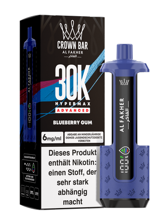 Al Fakher Hypermax Advanced 30K - Blueberry Gum - 6mg Nikotingehalt