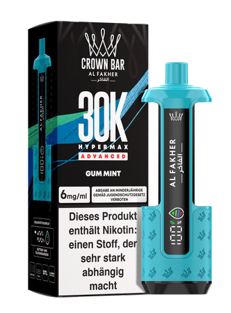 Al Fakher Hypermax Advanced 30K - Gum Mint - 6mg Nikotingehalt