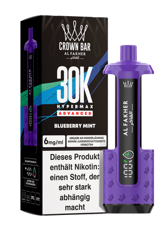 Al Fakher Hypermax Advanced 30K - Blueberry Mint - 6mg Nikotingehalt