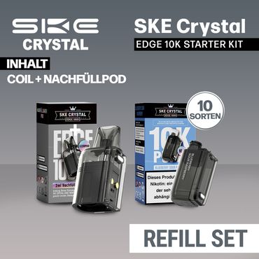 SKE Crystal Edge 10K Pods Set + 2ml Verdampfer (Coil)