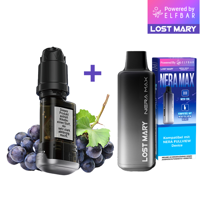 Paket] ELFBAR LOST MARY NERA MAX Refill Container Summer Grape inkl.  Refillable Pod | Elfbargermany