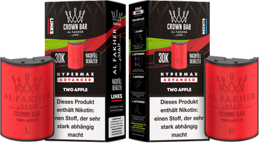 Al Fakher Hypermax Advanced 30K Pods - Two Apple - 6mg Nikotingehalt