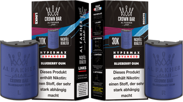 Al Fakher Hypermax Advanced 30K Pods - Blueberry Gum - 6mg Nikotingehalt