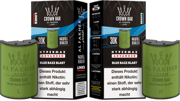 Al Fakher Hypermax Advanced 30K Pods - Blue Razz Blast - 6mg Nikotingehalt