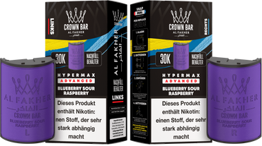 Al Fakher Hypermax Advanced 30K Pods - Blueberry Sour Raspberry - 6mg Nikotingehalt