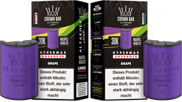 Al Fakher Hypermax Advanced 30K Pods - Grape - 6mg Nikotingehalt