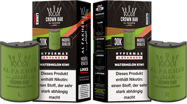 Al Fakher Hypermax Advanced 30K Pods - Watermelon Kiwi - 6mg Nikotingehalt