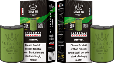 Al Fakher Hypermax Advanced 30K Pods - Menthol - 6mg Nikotingehalt