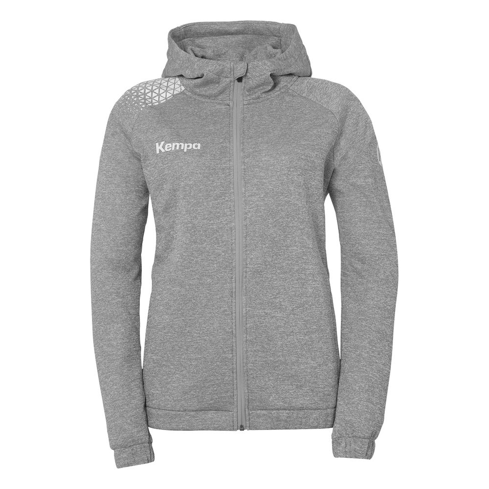 Kempa Ambition 28 Kapuzenjacke Damen - dark grau melange/weiß