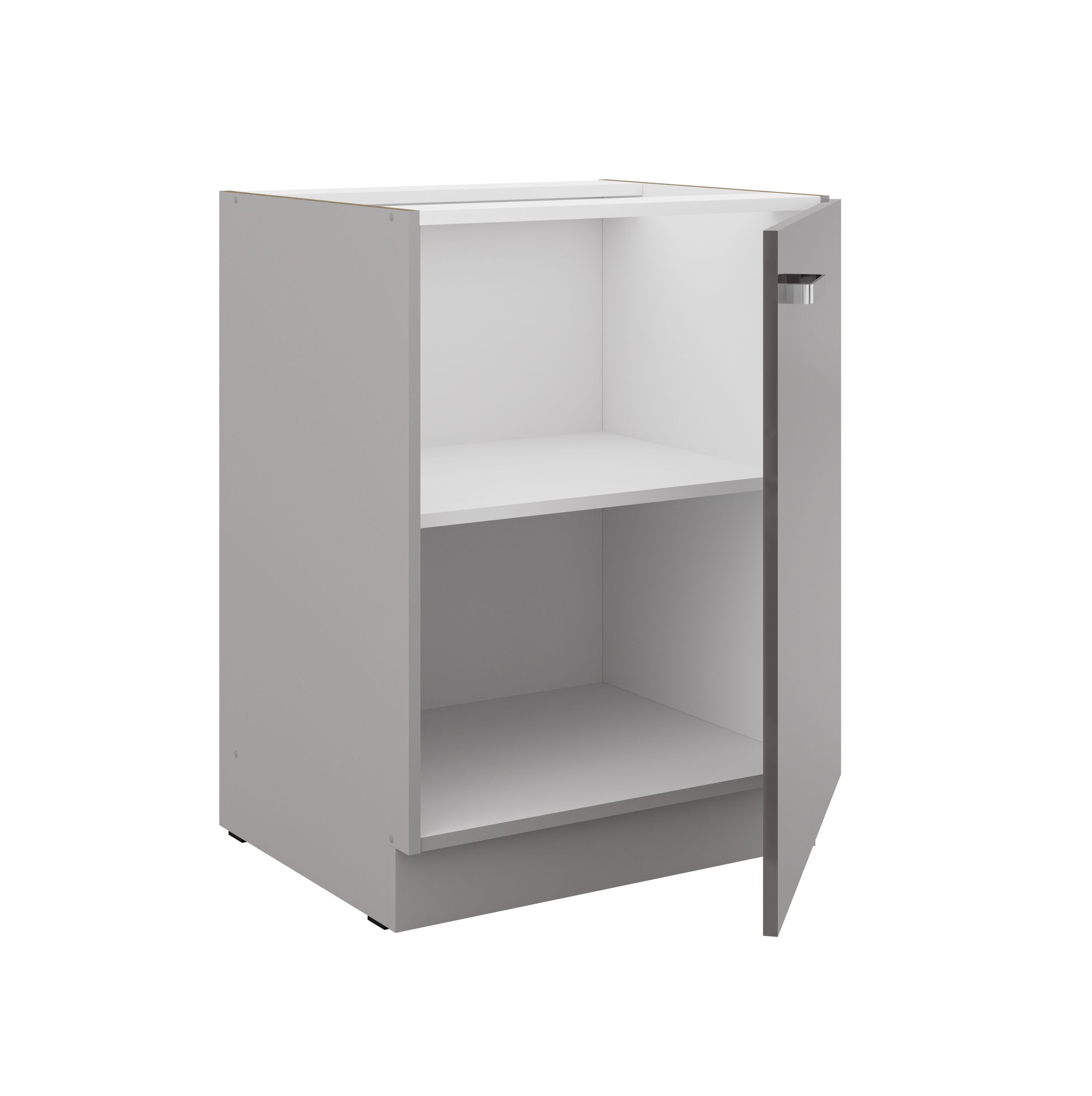 Einbauschrank 60x52x82cm Küchen-Unterschrank 60 Cm Bianca Weiß Hochglanz + Grau – Moderner Küchenblock, Montagefertig Küchenschrank Weiß Matt