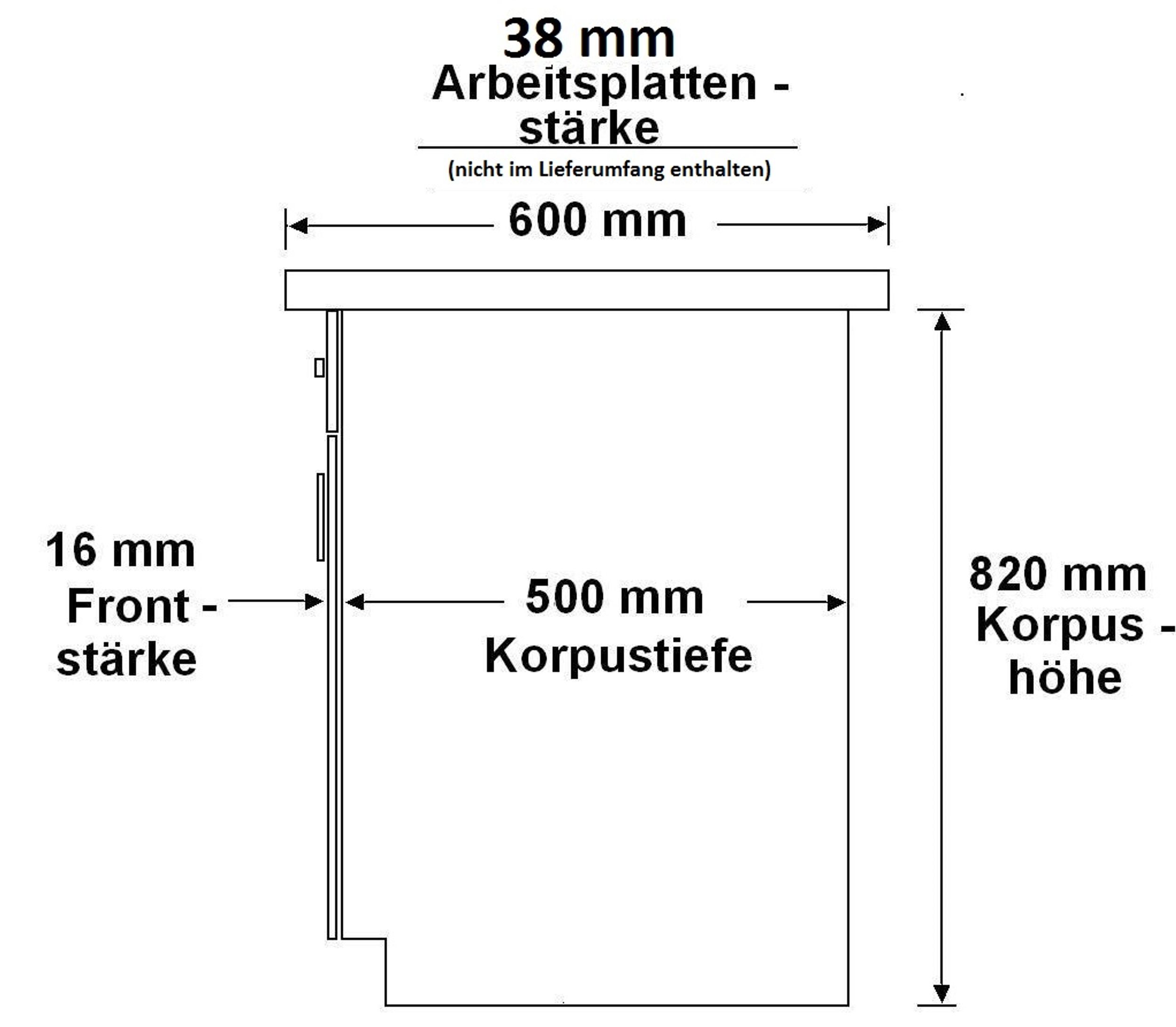 Unterschrank 40 cm Eiche Artisan + Grau Hochglanz Küchenzeile