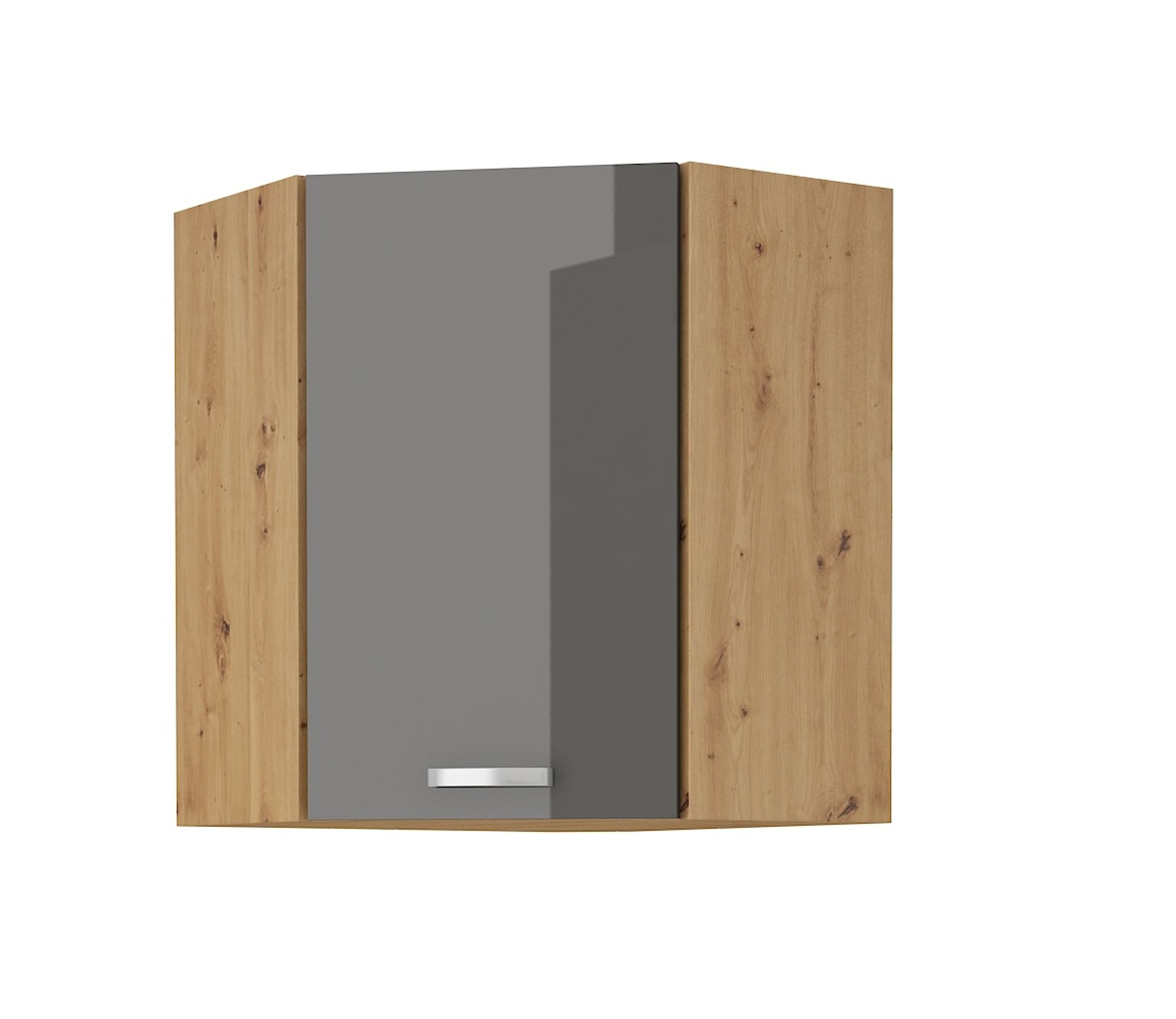 Eckhängeschrank 58x58 Eiche Artisan Grau Hochglanz Küchenzeile