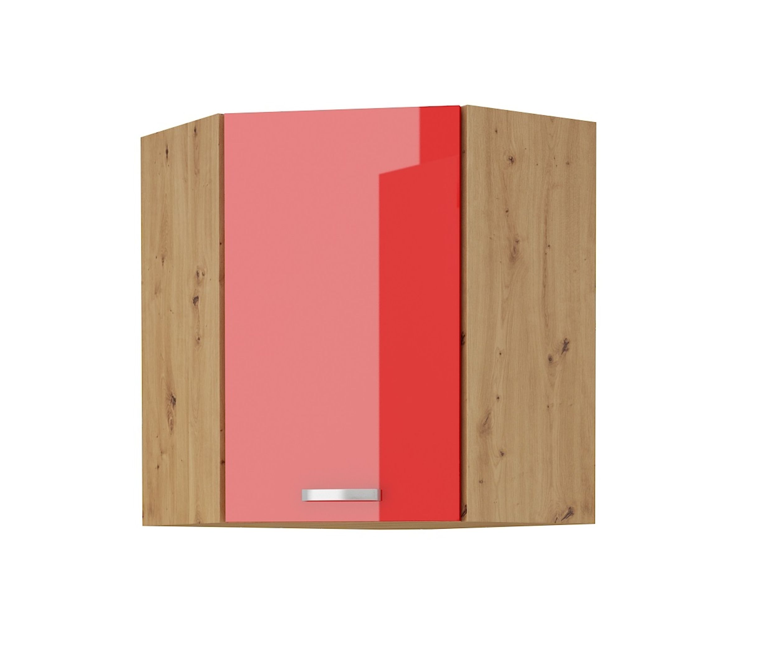 Eckhängeschrank 58x58 Eiche Artisan Rot Hochglanz Küchenzeile