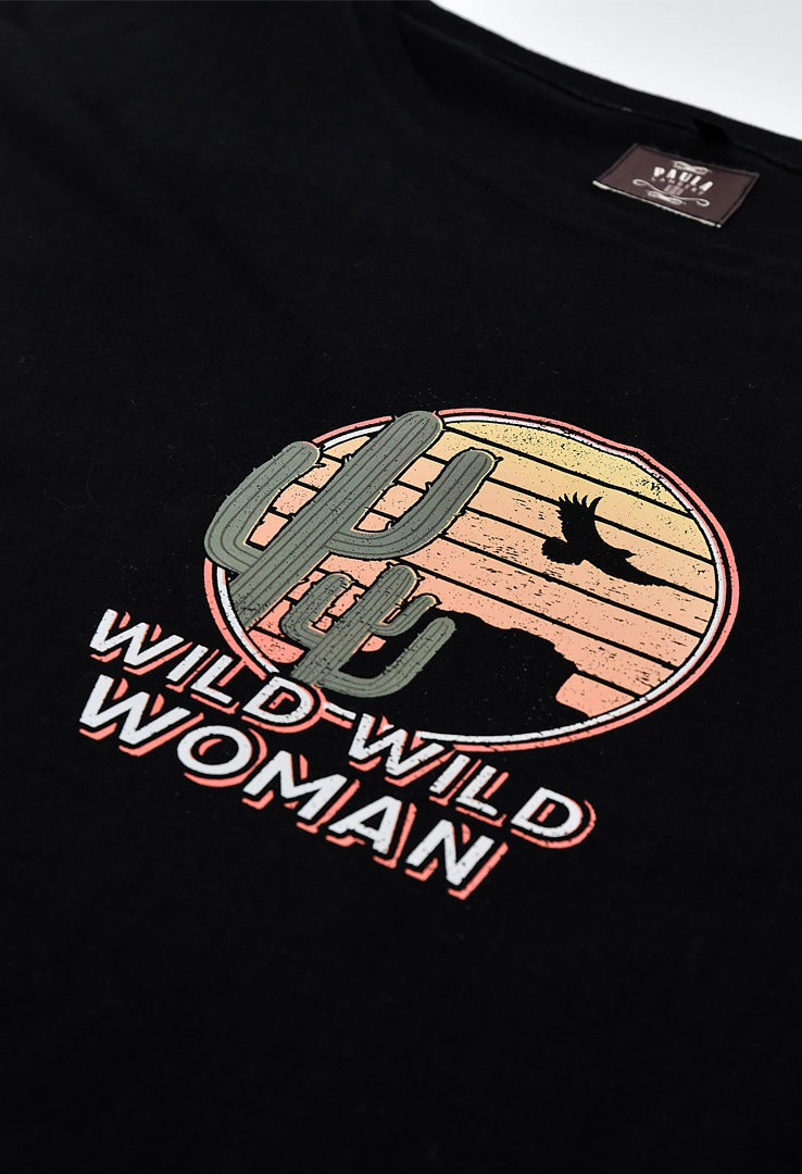 T-Shirt " Wild Wild Woman" in schwarz