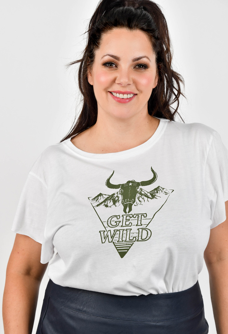 T-Shirt "Get Wild" in weiss