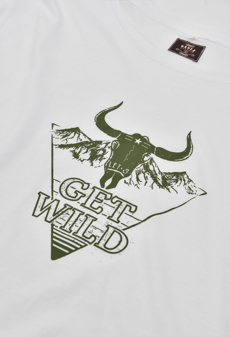 T-Shirt "Get Wild" in weiss