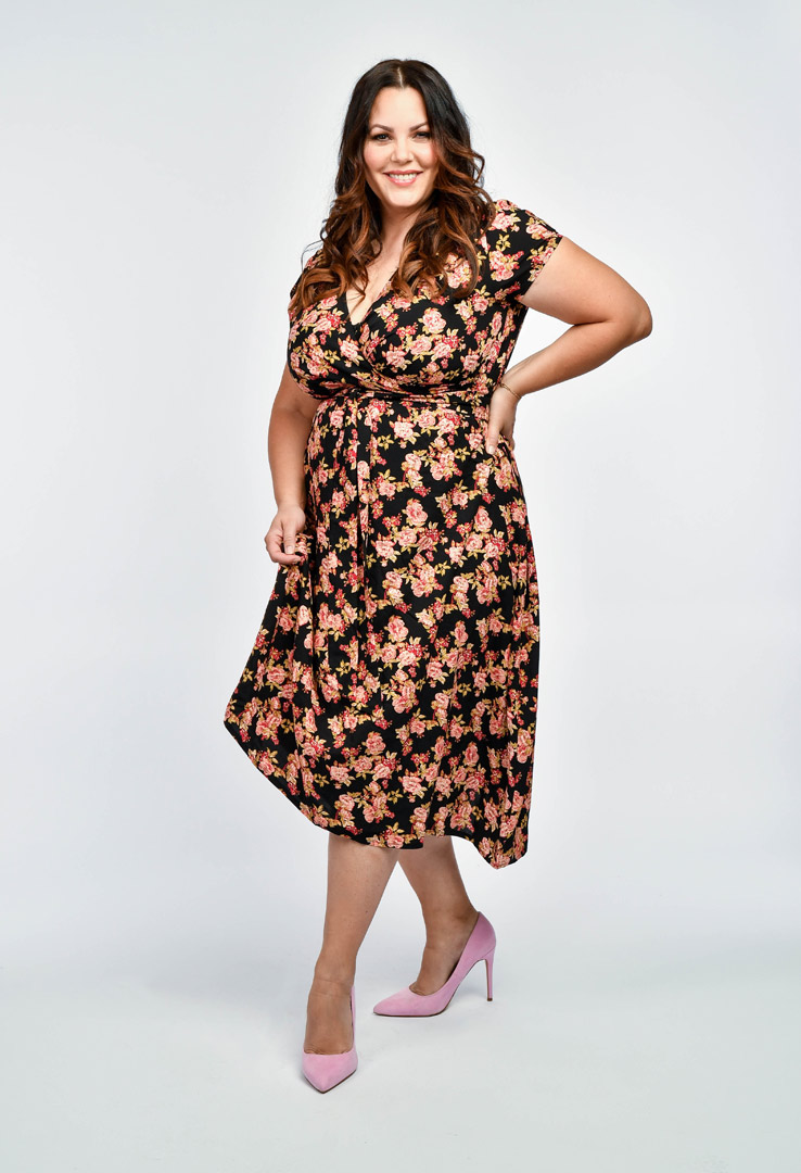 Kleid in Wickeloptik Blumenmuster