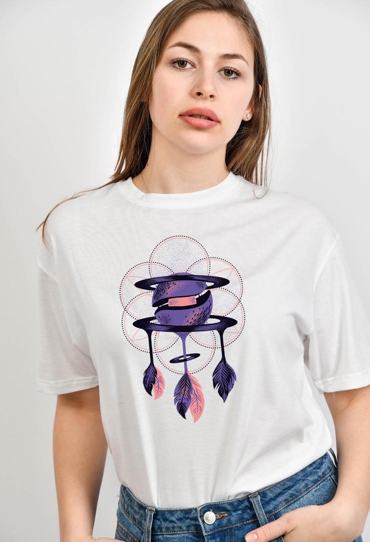 Cyroline Frauen  Print-T-Shirt  planet traumfänger