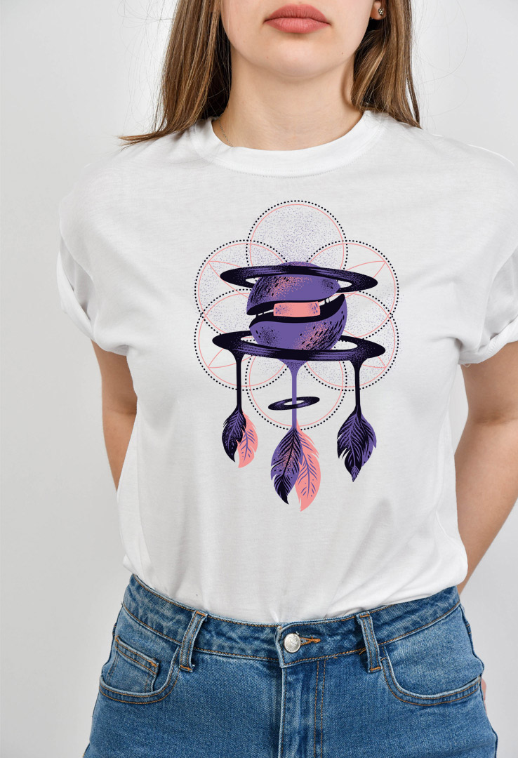 Cyroline Frauen  Print-T-Shirt  planet traumfänger