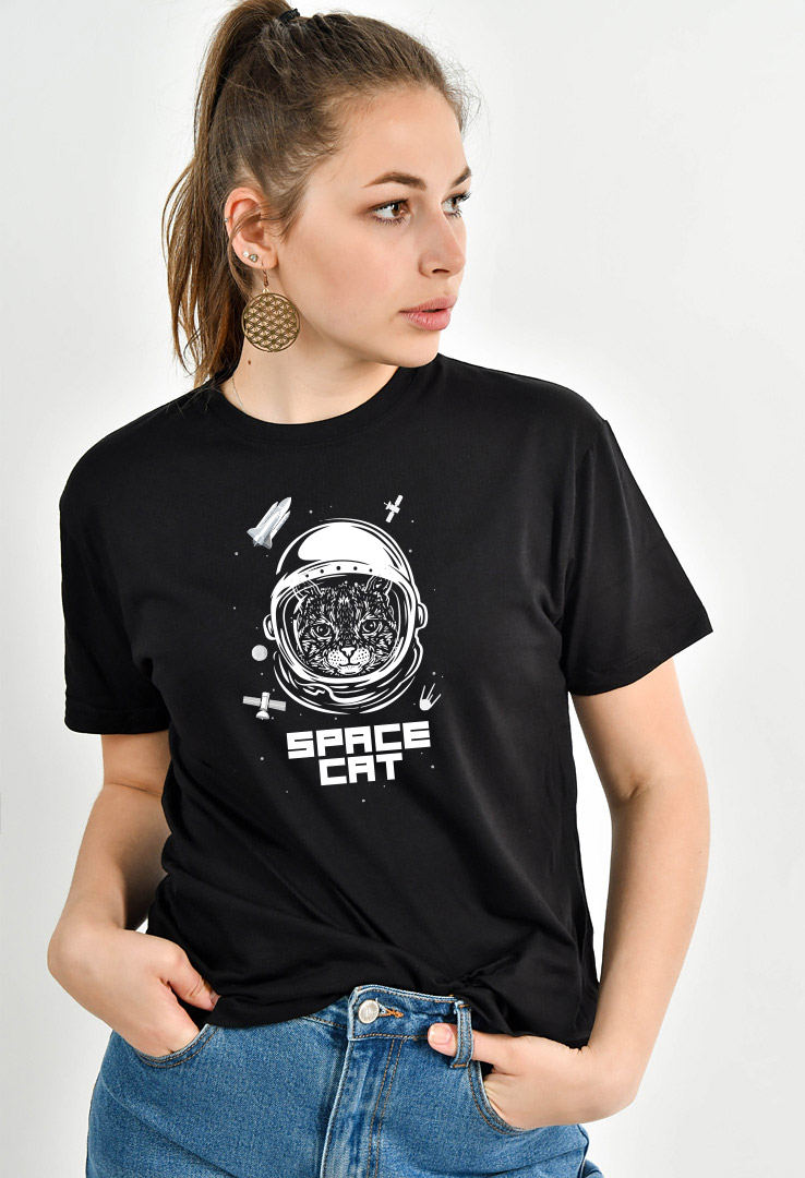 Frauen Print-Shirt Space Cat
