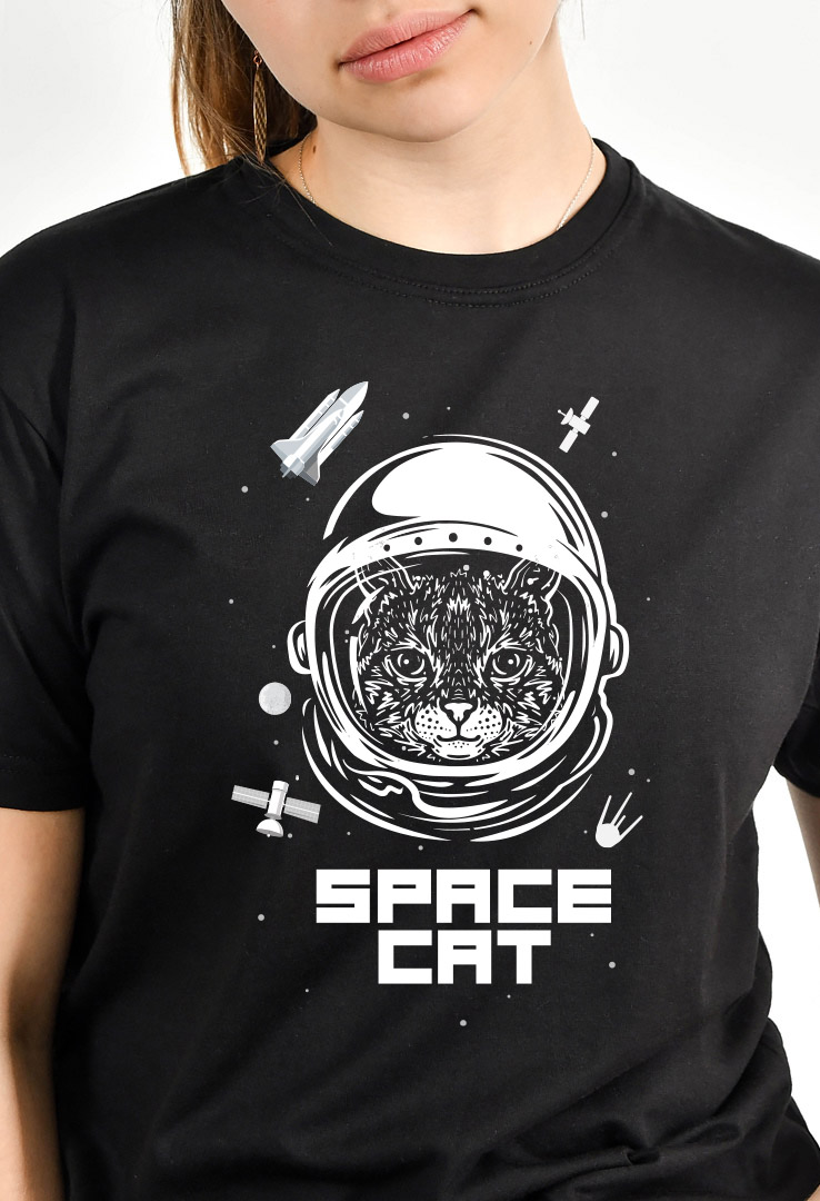 Frauen Print-Shirt Space Cat