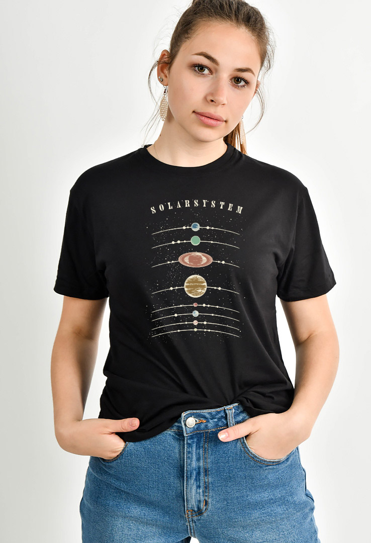 Frauen Print-Shirt Solarsystem