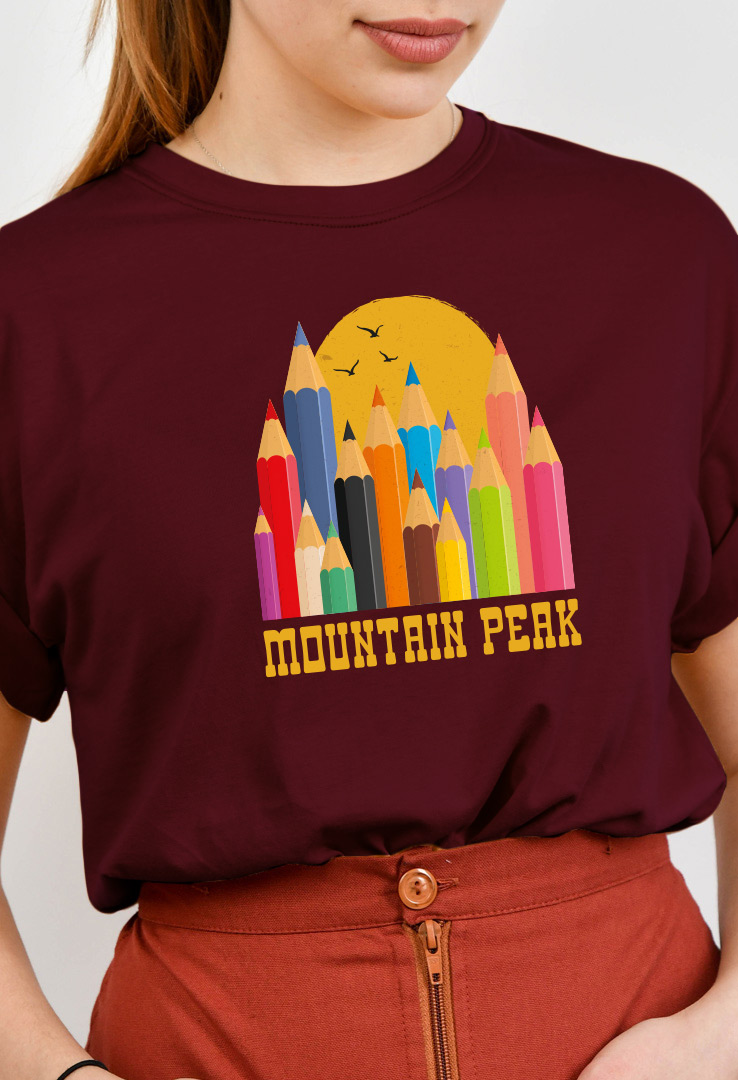 Frauen Print-Shirt Mountain Peak
