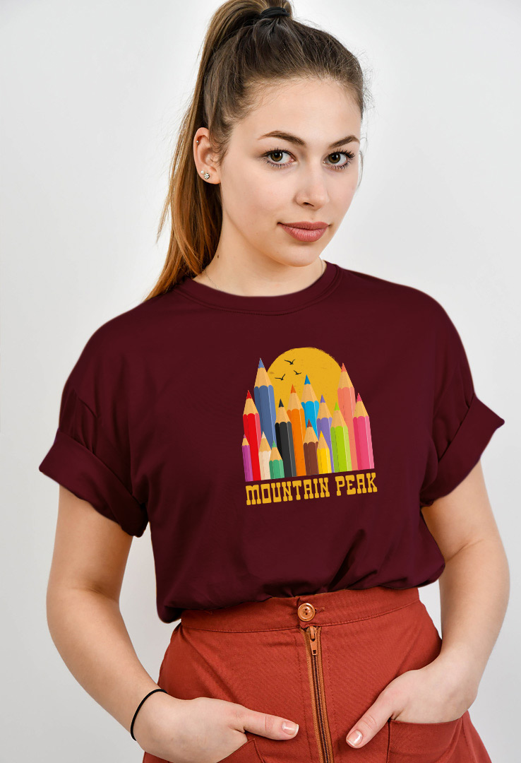 Frauen Print-Shirt Mountain Peak