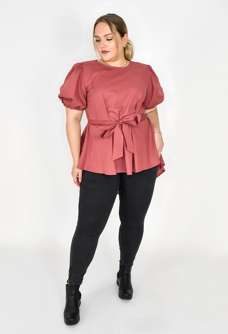 Baumwollbluse mit Puffärmeln