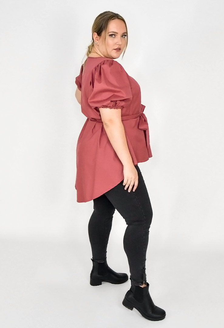 Baumwollbluse mit Puffärmeln