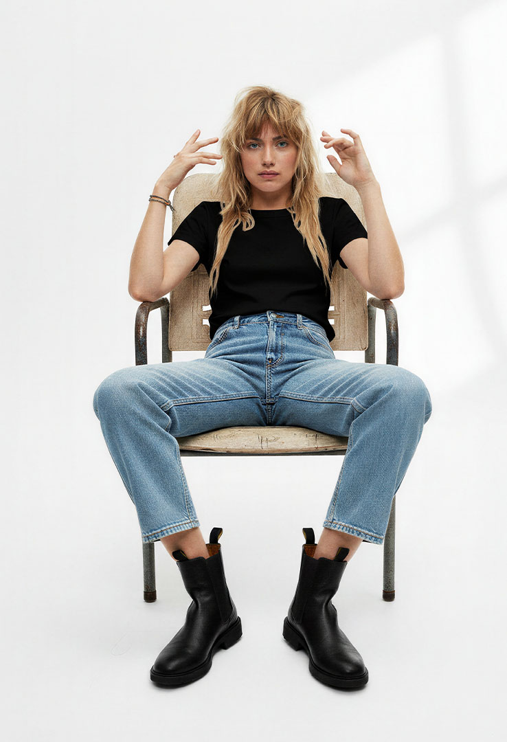 nachhaltiges Frauen  Basic-T-Shirt aus Baumwolle und Modal   black
