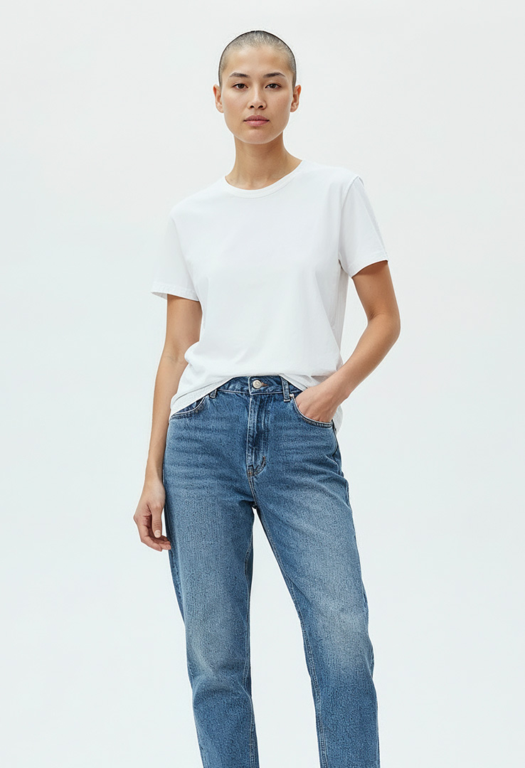 nachhaltiges Frauen  Basic-T-Shirt aus Baumwolle und Modal   white