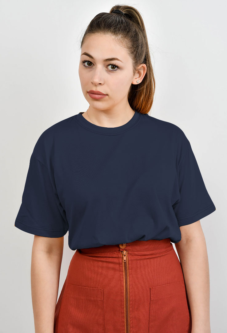 nachhaltiges Frauen  Basic-T-Shirt aus Baumwolle und Modal   navyblue