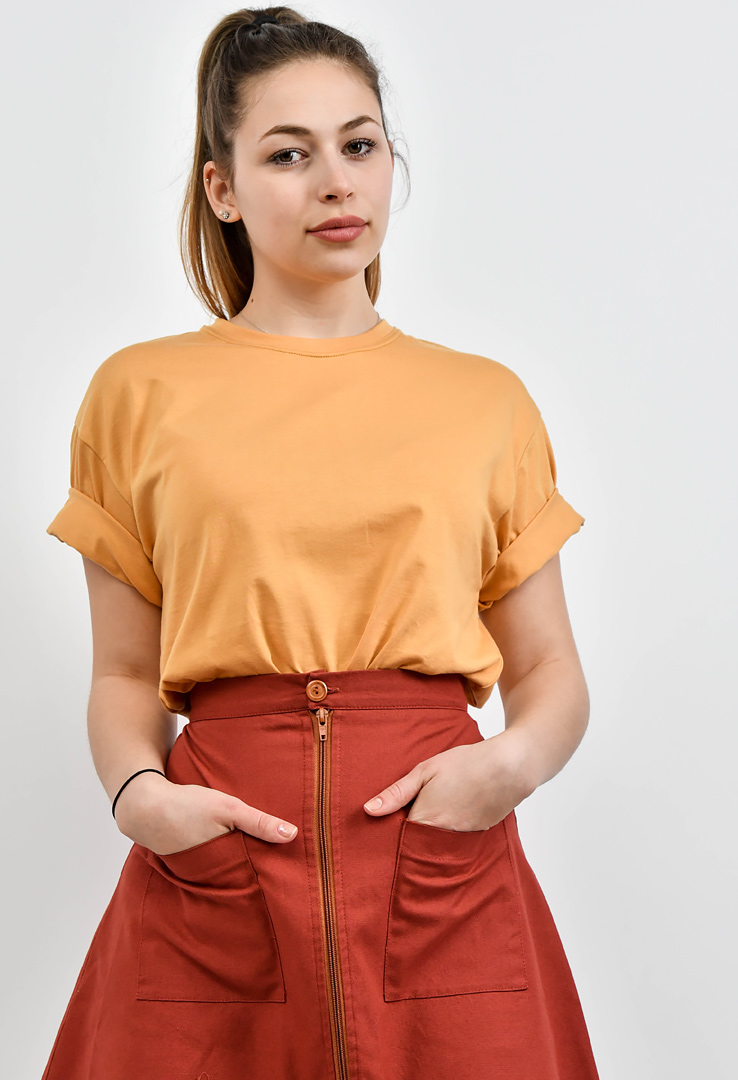 nachhaltiges Frauen  Basic-T-Shirt aus Baumwolle und Modal   cyro honey