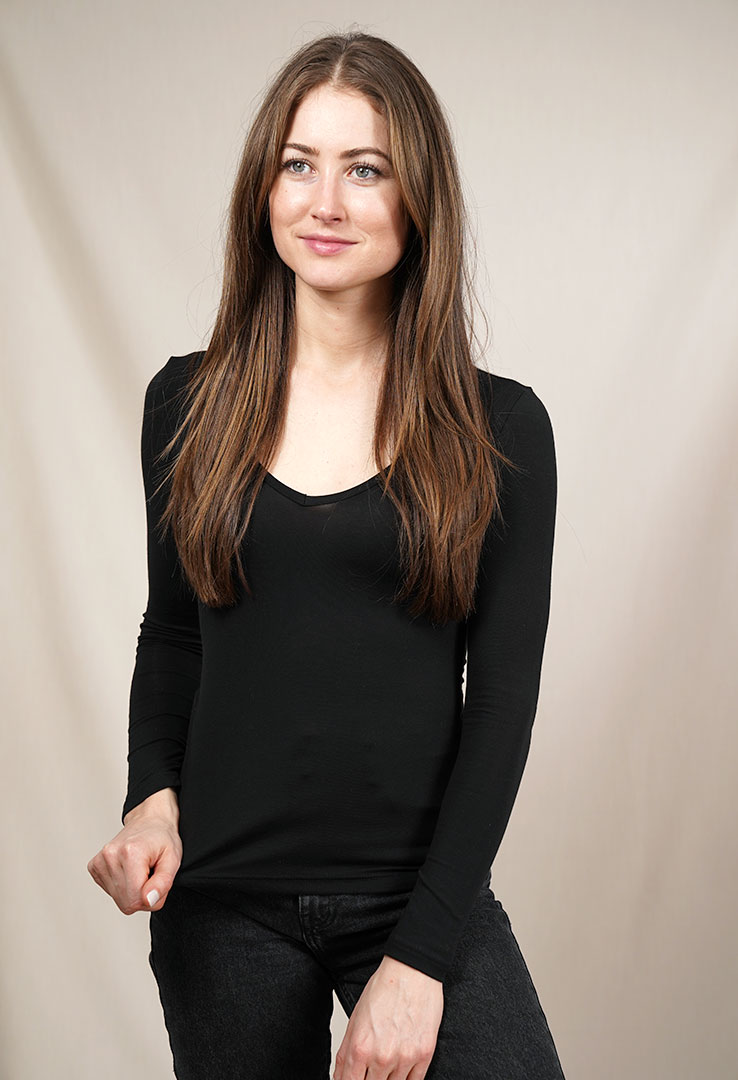 Basic-Longsleeve mit V-Ausschnitt