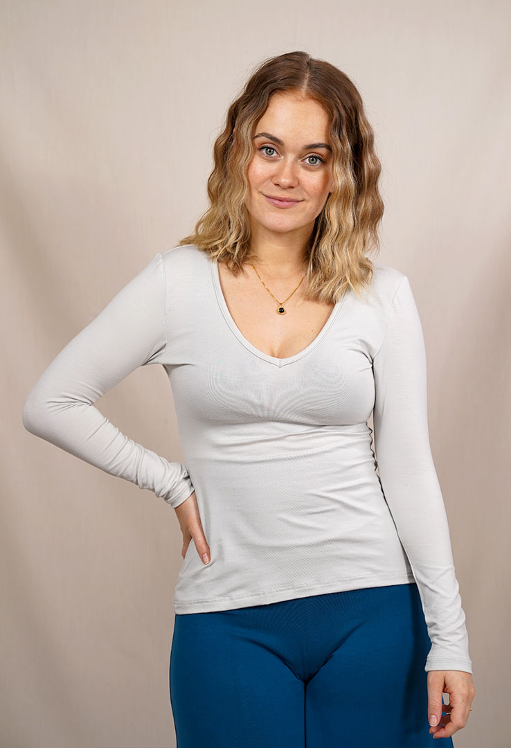 Basic-Longsleeve mit V-Ausschnitt