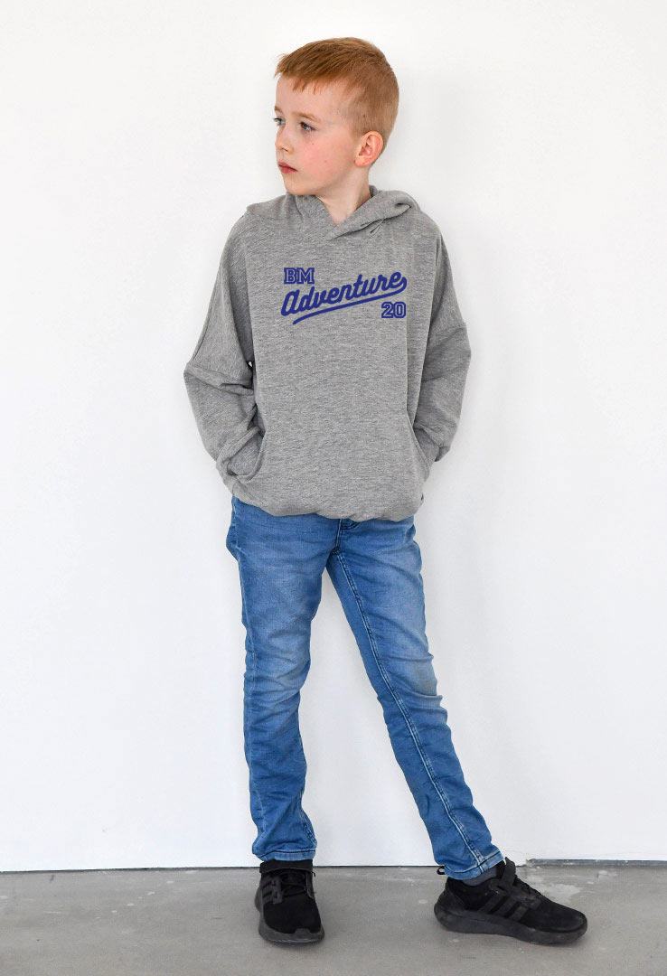 Kapuzen-Sweater grau  mit Print "Adventure"