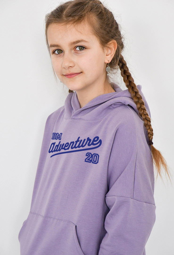 Kapuzen- Sweater lila mit Print "Adventure"