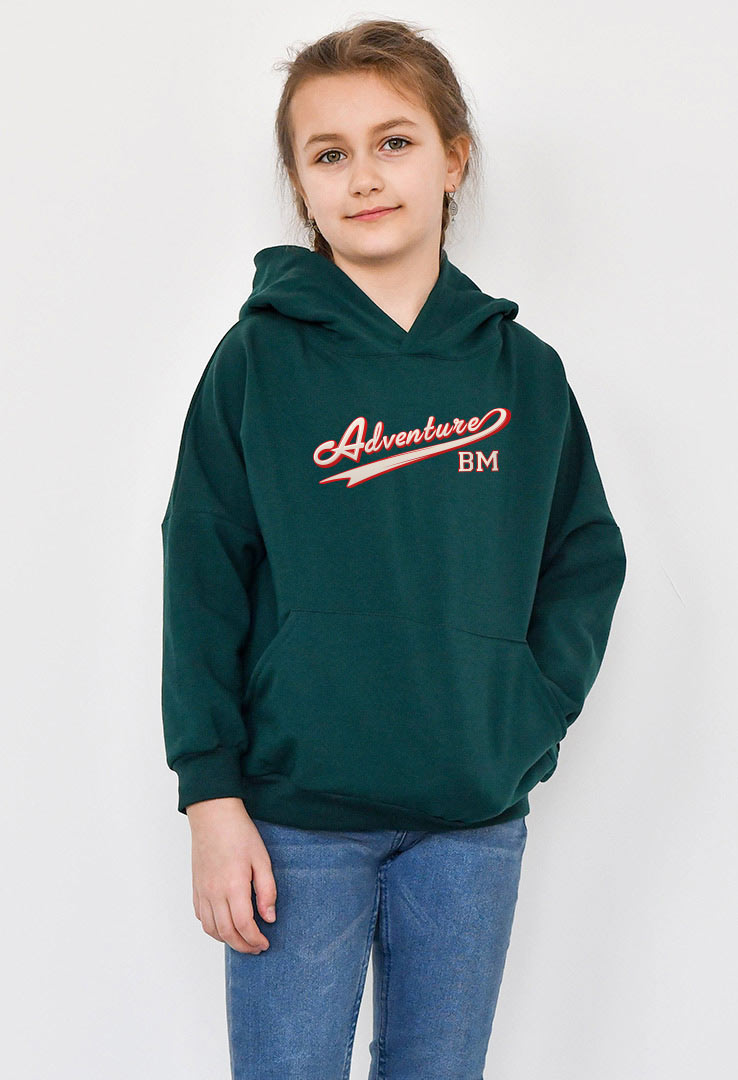 Kapuzen- Sweater grün mit Print "Swoosh"