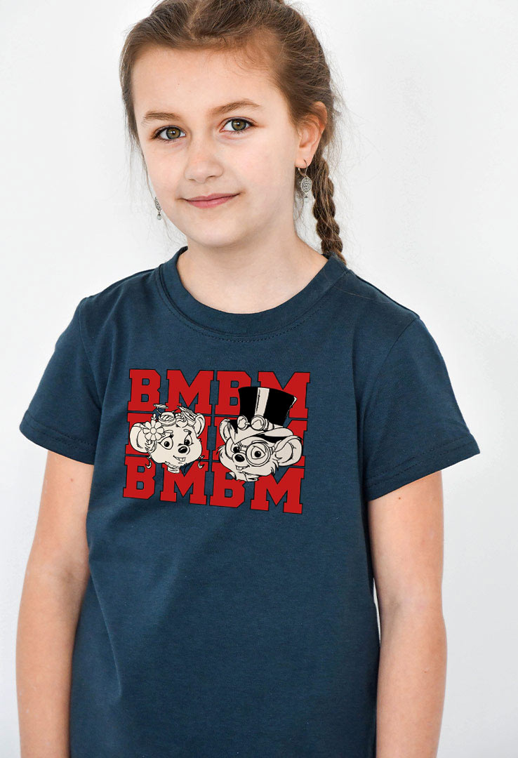 T-Shirt dunkelblau mit Print "BM"
