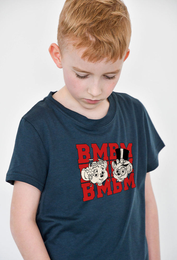 T-Shirt dunkelblau mit Print "BM"
